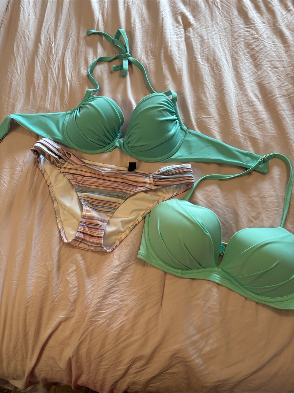 Victoria’s Secret Women's Push-Up Bikini Top & Striped Bottom Set